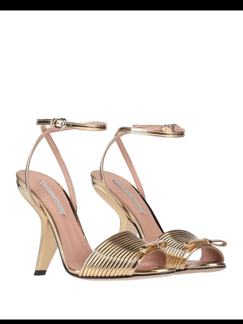 MARCO DE VINCENZO Gold Metallic Ankle-Strap Women's Heels